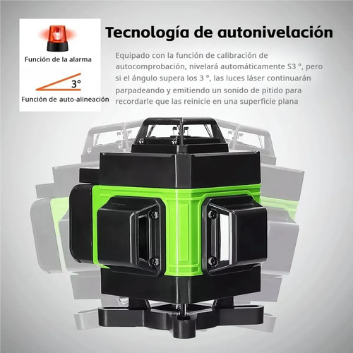 Nivel Láser Autonivelante 360° 16 Líneas Verde Con Trípode