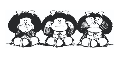 Vinilo Decorativo Mafalda - No Hablo No Veo No Oigo. 
