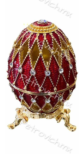 Huevo Fabergé De San Petersburgo, Rusia, Con Reloj, Rojo