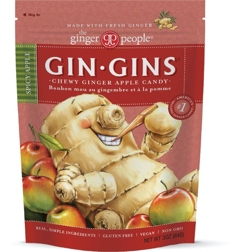 Dulce Masticable Chewy De Jengibre Manzana Gin Gins 84g Se