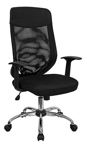 Silla De Oficina De Malla Con Respaldo Alto Y Asiento De Te.