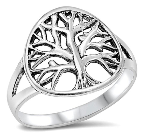 Hermoso Anillo De Plata De Ley 925 Con Diseño De Árbol De.