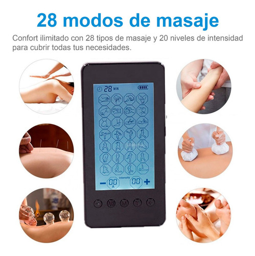 Electro Estimulador 1032 Tens 28 Modos Vak Masaje Recargable Touch