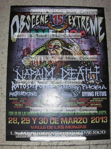 Napalm Death Mexico La Marquesa 2013 Poster De Coleccion