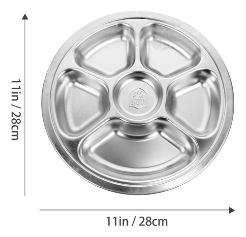 Plato Dividido Para Servir Comida De Acero Inoxidable De 1 P