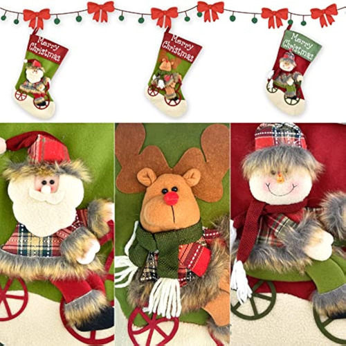 3 Decoración Para Colgar Medias Regalo Navidad Con Caramelos