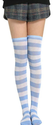 Calcetines A Rayas For Mujer, Hasta El Muslo, Medias Largas