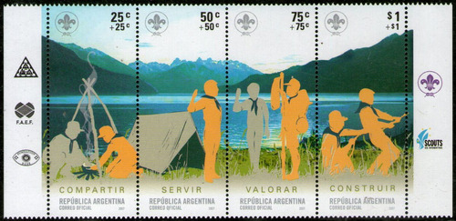Argentina Serie X 4 Sellos Mint 100° Años Scout Mundial 2007
