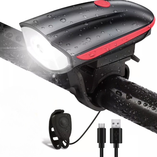 Luz De Bicicleta Con Bocina Recargable Usb