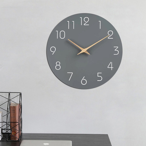 Reloj De Pared Simple De Madera De 12 Pulgadas, Funciona Con