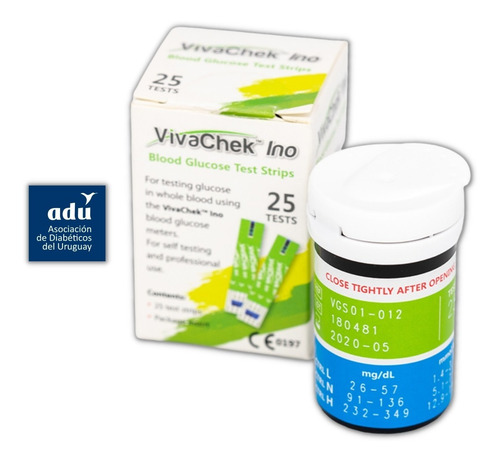 Imagen 2 de 3 de Vivachek Ino X 25 Tiras Glucosa En Sangre