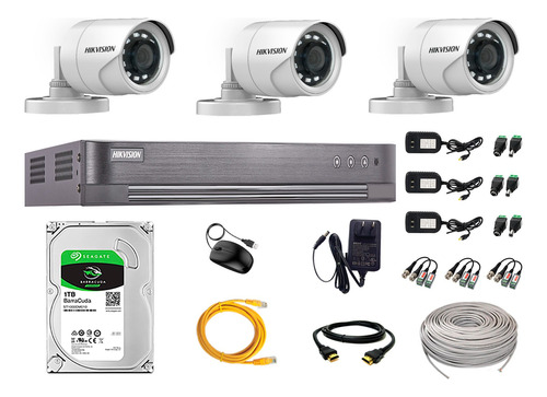 Cámaras Seguridad Exterior Kit 3 Hikvision Full Hd Disco 1tb