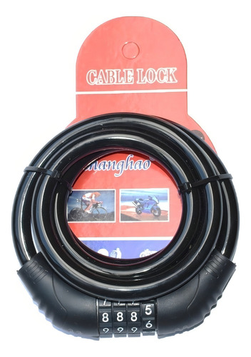 Candado Bicicleta Motocicleta Cable De Acero Combinacion Color Negro