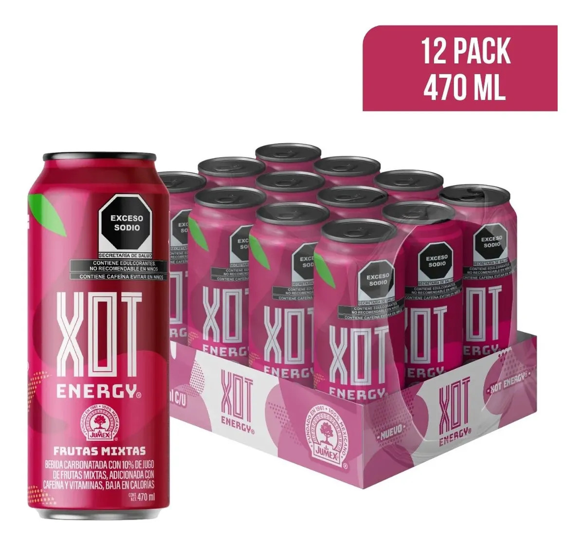 XOT ENERGY Bebida con Cafeína Frutas Mixtas 470ml 12p