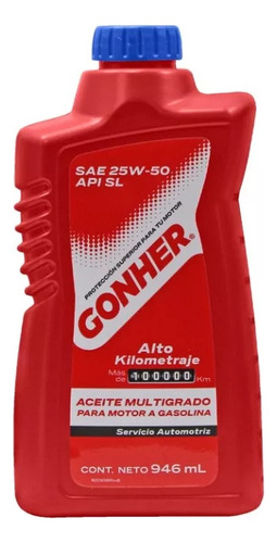 Aceite Motor Mineral 25w50 946 Ml Gonher Alto Kilometraje
