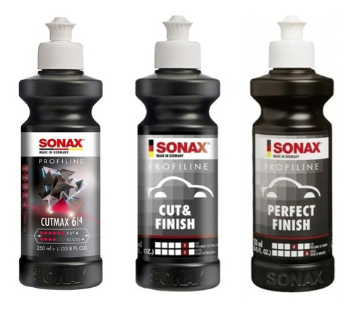 Sonax Cutmax 250ml + Cut Finish 250ml + Perfect Finish 250ml