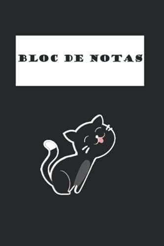 Cuaderno Bloc De Notas Con Lineas Negro Con Gatito: -inspira