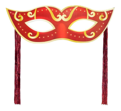 Máscara Carnaval Vermelho C/ Chicote Painel Grande Decoração