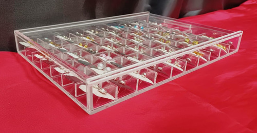 2 Caja Acrílico Organizadora De Aretes 70 Pz + Almohadillas