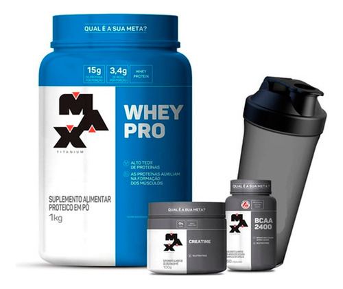 Combo Musculo Whey Pro Bcaa Creatina Coq - Kit Max Titanium