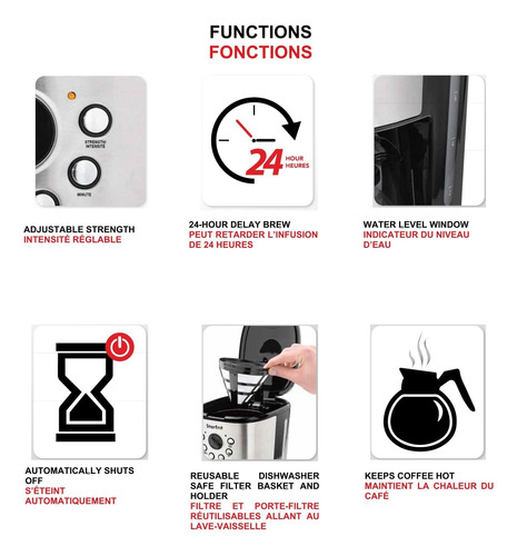 Cafetera De Goteo Programable Starfrit 12 Tazas Pantalla Lcf