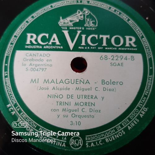 Pasta Niño De Utrera Y Trini Moren Rca Victor C142