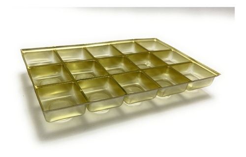 Charola Inserto Chocolates Trufas 15 Cavidades Dorado, 25pza