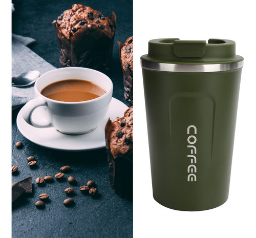 Taza De Café Térmica De 380 Ml, Doble Capa, Acero Inoxidable