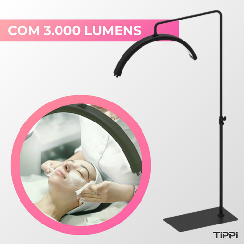 Ring Light Led Meia Lua Lunar Estética Maquiagem Cílios Sobrancelha Dimerizado Com Controle Remoto Bivolt Tippi