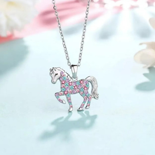 Collar Colgante De Pony Arcoíris Chic Para Niños