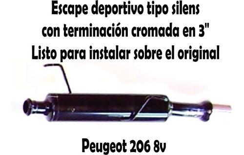 Escape Deportivo Tipo Silens Peugeot 206, Hotsale