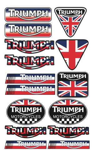 Triumph Kit De Stickers Con Resina Para Moto Planilla Tr04