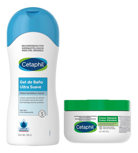 Set Cetaphil Crema Hidratante 250g + Gel De Baño Suave 500ml