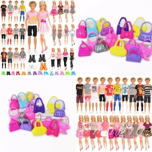 Kit com 10 Conjuntos De Roupas Para Bonecas Barbie - Não Repete em