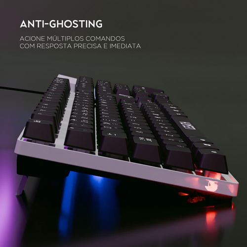Teclado Membrana Gamer Lesath Elg, Abnt,rgb,usb,branco/preto Branco Português Brasil