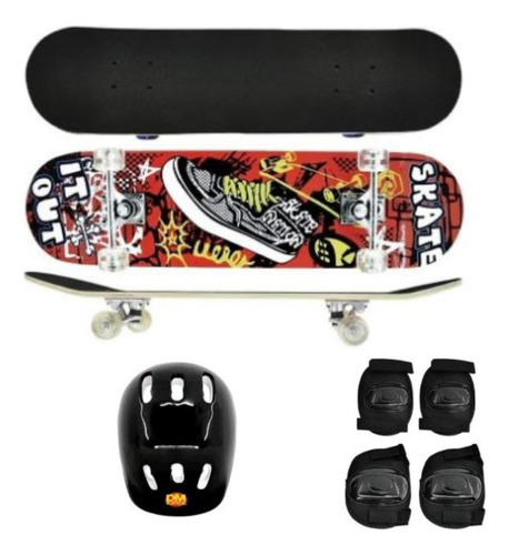 Kit Skate Criança C/ Proteção Tenis Radical 50 Kg Infantil