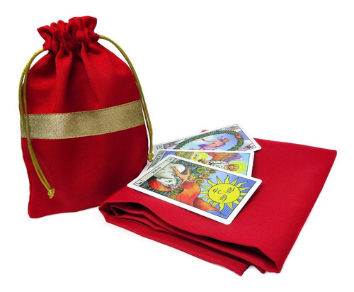 Tarô De Waite 78 Cartas + Livro + Toalha Vermelha + Saquinho