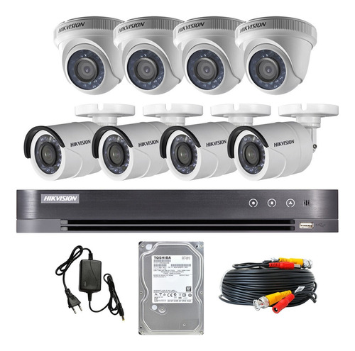 Kit Hikvision 8 Cámaras Full Hd 1080p, Dvr 8 Canales 1tb