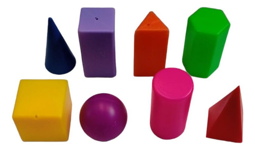 Juego Didáctico Cuerpos Geometricos De Plástico, C/8 Piezas
