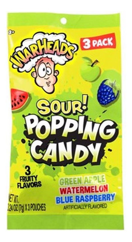 Bala Explosiva Warheads Sour Popping 3 Sabores 21g