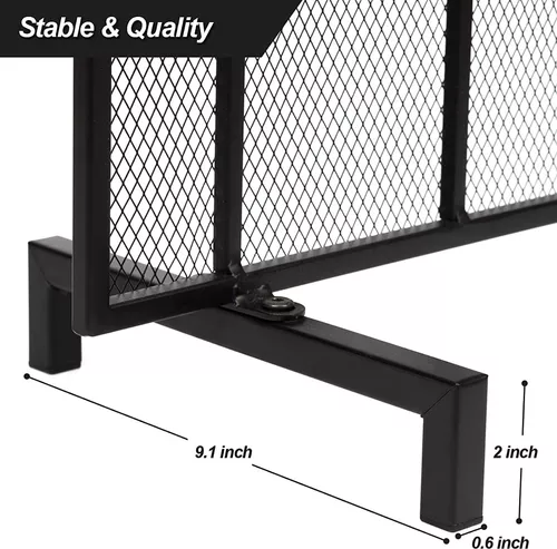  Protector de chispas, 3 paneles de alta resistencia para  chimenea con doble barra para chimenea, protector contra incendios de tres  pliegues con malla y remates decorativos, 30 pulgadas de alto 