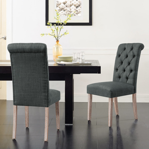 Subrtex Sillas De Comedor Juego Grande De 2 Lino/gris Oscuro