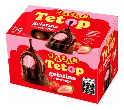 Cx Teta Nega Tetop Teta Bel Morango Com Chocolate 24un | MercadoLivre