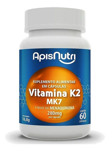 Vitamina K2 Mk7 130mcg 5x 60 Cápsulas 200% I D R Máximo1/dia Sabor Sem Sabor