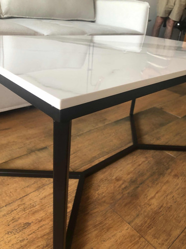 Mesa De Centro Porcelanatico Calacatta 90 X 50 X 45 De Alto