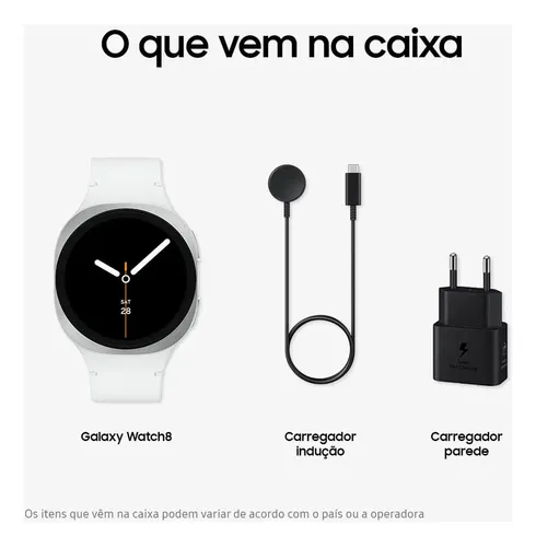 Samsung Galaxy Watch8 Smartwatch 40mm Lte, Galaxy Ai Caixa Prata