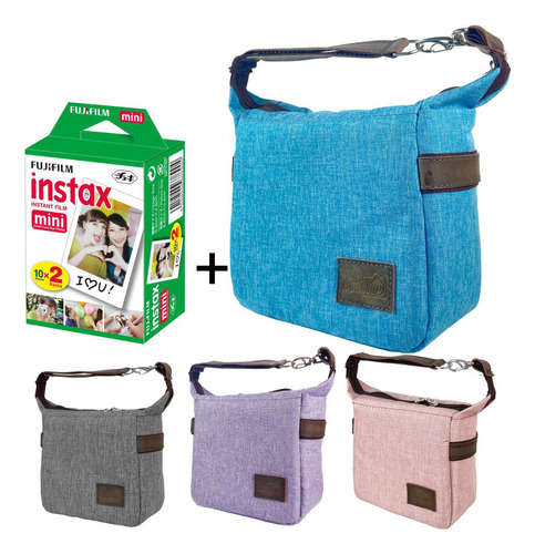 Bolsa Bag Para Câmera Instax Mini 9 E Mini 11 + 20 Filmes Cor Azul