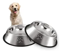 Comprar Vakrny 2 Pack Plato Mascota Comederos Para Agua Perros Agua Comida Color Acero Pack 2 Platos Para Mascota Comedero Grande 64oz Agua Comida
