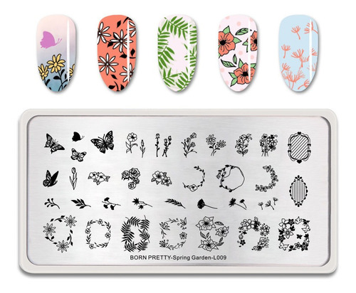 Placa Stamping Born Pretty Spring Garden L009