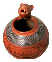 Comprar Cántaro Jaguar Rojo Artesanía De Barro